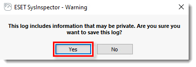 Kaydetmeyi onaylayan Yes / No penceresi