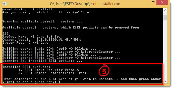 Kaldırılabilecek ESET ürünlerinin numaralı listesi